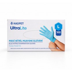 HASPET ULTRA LİTE PUDRASIZ MAVİ NİTRİL MUAYENE ELDİVENİ LARGE 100 ADET