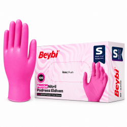 BEYBİ PUDRASIZ NİTRİL PEMBE MUAYENE ELDİVENİ SMALL 100 ADET