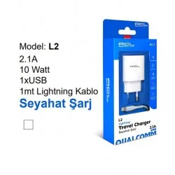 ACL LIGHTNING 2.1A L2 DUVAR ŞARJ ALETİ  10WATT